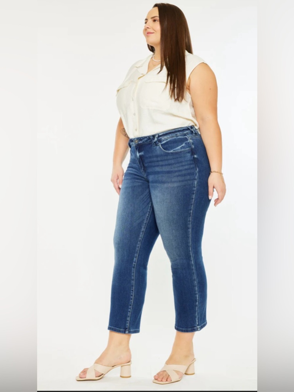 torrid Medium Blue Cropped Ankle Jeans — Stretch Denim